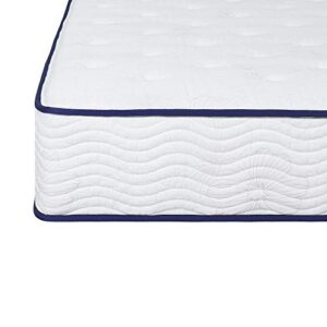 PrimaSleep 10 inch Hybrid Tight Top Spring Mattress,White/Blue Piping/Dura I Gel Foam (King)