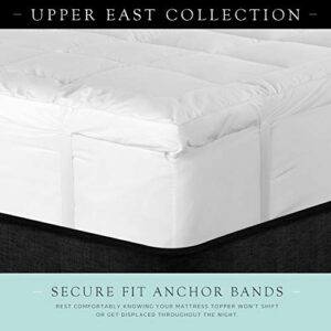 Upper East Collection 3 Inch Down Alternative Featherbed Mattress Topper - Ultra Plush 100% Long-Staple Cotton 3" Pillowtop Bed Topper/Pad - King