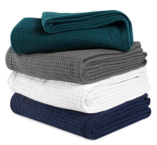 Waffle Weave King Blanket 102x90 inch-Teal,King Cotton Blanket,Teal King Blanket,Breathable Blanket,Farmhouse Throw Blanket,Textured Throw Blanket,Throw Blanket,All Season Cotton Blanket