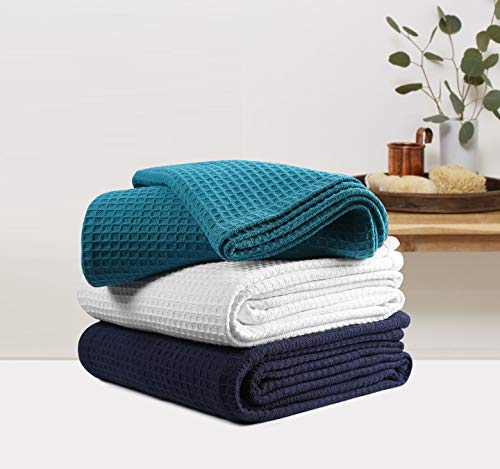 Waffle Weave King Blanket 102x90 inch-Teal,King Cotton Blanket,Teal King Blanket,Breathable Blanket,Farmhouse Throw Blanket,Textured Throw Blanket,Throw Blanket,All Season Cotton Blanket