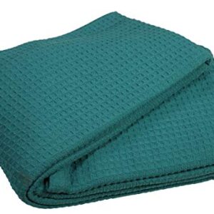 Waffle Weave King Blanket 102x90 inch-Teal,King Cotton Blanket,Teal King Blanket,Breathable Blanket,Farmhouse Throw Blanket,Textured Throw Blanket,Throw Blanket,All Season Cotton Blanket