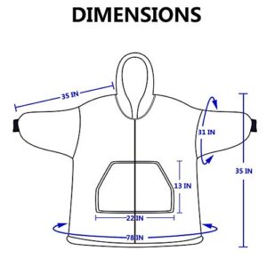 SLEPZON Blanket Hoodie | Oversized Wearable Blanket - Deep Pockets, Comfy Sleeves, Front Zipper - Deluxe Fleece Sweatshirt Blanket - Grey