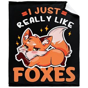 i just really like foxes throw blanket soft flannel fleece velvet plush personalized throws fuzzy warm cozy soft bedding blankets anti-pilling pets 40"x30"