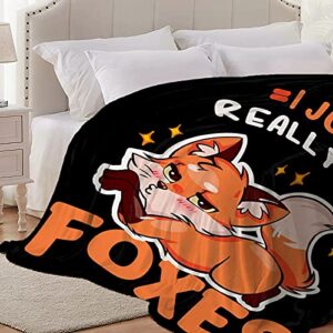 I Just Really Like Foxes Throw Blanket Soft Flannel Fleece Velvet Plush Personalized Throws Fuzzy Warm Cozy Soft Bedding Blankets Anti-Pilling Pets 40"x30"