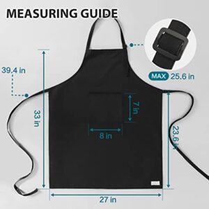 ROTANET Extra Large Aprons for Men Adjustable Bib Aprons with pocket Cooking Kitchen Bbq Grilling Big Apron for Women Chef Water & Oil Resistant Black