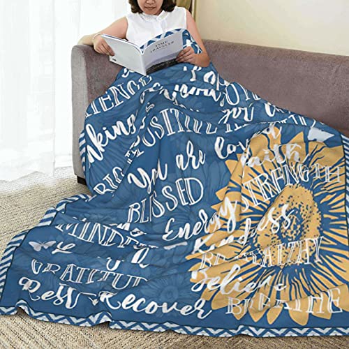 Kuphsod Inspirational Throw Blanket Flannel Fleece Super Soft Lightweight Cozy Sympathy Prayer Throw Blanket Healing Message Get Well Soon Gifts for Women Men Or Patient 50"X40"(Navy Blue)