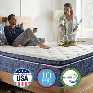 12 Inch Plush Pillow Top Hybrid Mattress, Gel Memory Foam and Innersping Support, Plush Feel, King