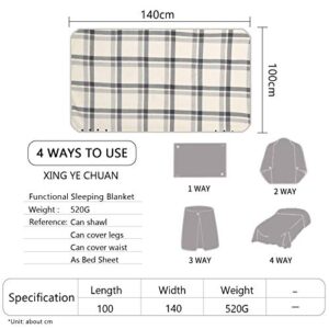 XING YE CHUAN Fleece Wearable Blanket, Comfy Poncho Throw with Buttons, Plush Sleeveless Blankets, for Women Cape Wrap Cover for Lightweight Microfiber Plaid Design (White)