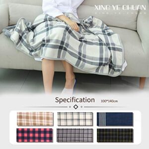 XING YE CHUAN Fleece Wearable Blanket, Comfy Poncho Throw with Buttons, Plush Sleeveless Blankets, for Women Cape Wrap Cover for Lightweight Microfiber Plaid Design (White)