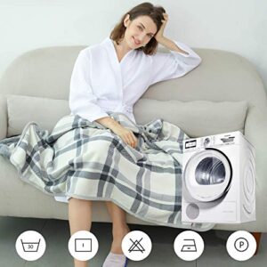 XING YE CHUAN Fleece Wearable Blanket, Comfy Poncho Throw with Buttons, Plush Sleeveless Blankets, for Women Cape Wrap Cover for Lightweight Microfiber Plaid Design (White)