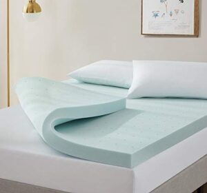 nestl bedding mattress topper, 2 inch memory foam topper, gel infused memory foam mattress topper, ventilated design mattress pad, queen, blue