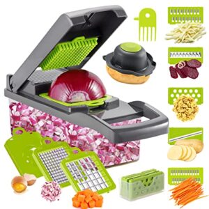 vegetable chopper onion chopper，cambom veggie chopper with 8 blades multifunctional 13 in 1 food chopper kitchen gadgets vegetable slicer dicer cutter carrot and garlic chopper with container