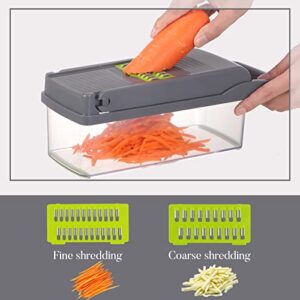 Vegetable Chopper Onion Chopper，Cambom Veggie Chopper with 8 Blades Multifunctional 13 in 1 Food Chopper Kitchen Gadgets Vegetable Slicer Dicer Cutter Carrot and Garlic Chopper With Container