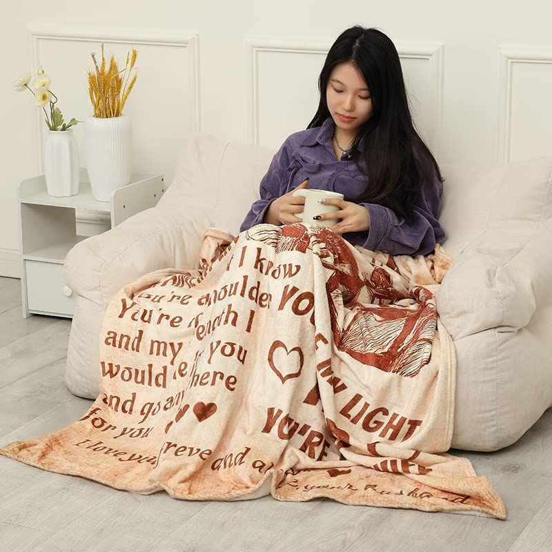 Mothers Day Birthday Gifts for Wife Blanket from Husband Wedding Anniversary Birthday Christmas Valentine's Day Throw Blankets Ultra-Soft Micro Fleece Romantic Present Gift for Her Women 60 * 50