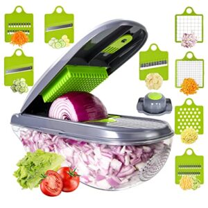 vegetable chopper,mandoline slicer multifunctional 12-in-1 food chopper onion chopper,vegetable slicer cutter dicer veggie chopper with 8 blade,drain basket,for various scenarios