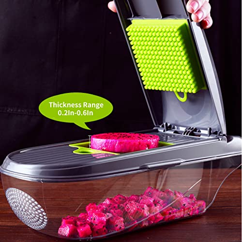 Vegetable Chopper,Mandoline Slicer Multifunctional 12-in-1 Food Chopper Onion Chopper,Vegetable Slicer Cutter Dicer Veggie Chopper with 8 Blade,Drain Basket,for Various Scenarios