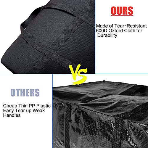 Evealyn Moving Bags Heavy Duty Extra Large 120L, Waterproof Luggage Storage Bags with Totes ,College Storage Bags Packing bags for Moving with Zippers for Clothes,Space Saving College Carrying Bag 2 Pack (Black)