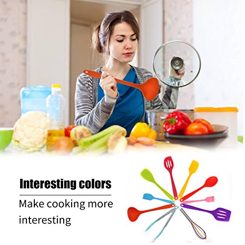 Aybloom Silicone Kitchen Utensils Set - 10 Pieces Multicolor Silicone Heat Resistant Non-Stick Kitchen Cooking Tools