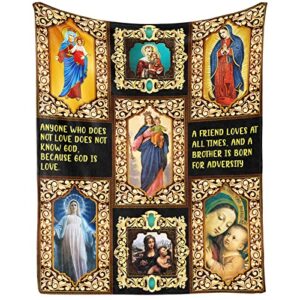 catholic blanket gifts, 40"x50" virgen de guadalupe throw blanket, lightweight, soft, cozy, warm, fleece our lady of guadalupe theme gifts for bed couch