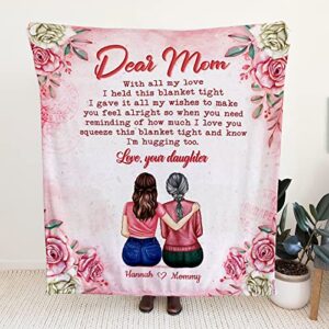 Toyshea Dear Mom Blanket with All My Love Mom Gifts from Daughter Son Personalized Throws Blankets Soft Sherpa Blanket Fleece Blanket for Mothers Day Christmas Thanksgiving Birthday Presents