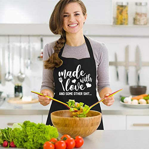 Saukore Funny Aprons for Women Men, Novelty Kitchen Cooking Apron with 2 Pockets, Cute Baking Gifts for Bakers - Birthday Housewarming Mothers Day Apron Gifts for Mom Wife Sister Grandma