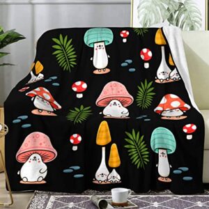 mushroom blanket cute leaf plant throw blankets decor warm cozy bedding sofa couch bed stuff living room for toddler kids boys girls women gifts 50"x40"