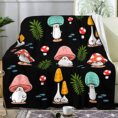 Mushroom Blanket Cute Leaf Plant Throw Blankets Decor Warm Cozy Bedding Sofa Couch Bed Stuff Living Room for Toddler Kids Boys Girls Women Gifts 50"x40"