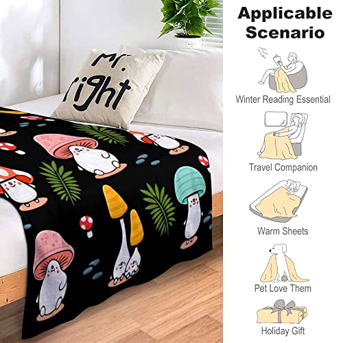 Mushroom Blanket Cute Leaf Plant Throw Blankets Decor Warm Cozy Bedding Sofa Couch Bed Stuff Living Room for Toddler Kids Boys Girls Women Gifts 50"x40"