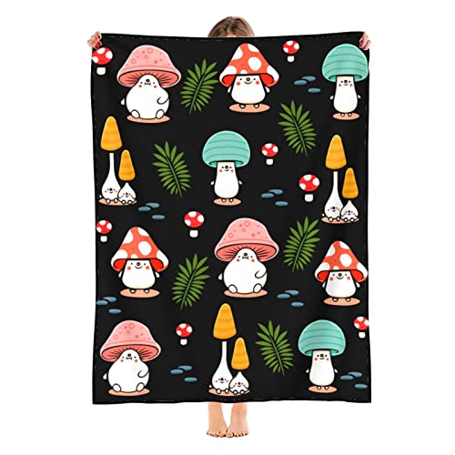 Mushroom Blanket Cute Leaf Plant Throw Blankets Decor Warm Cozy Bedding Sofa Couch Bed Stuff Living Room for Toddler Kids Boys Girls Women Gifts 50"x40"