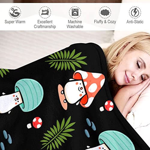 Mushroom Blanket Cute Leaf Plant Throw Blankets Decor Warm Cozy Bedding Sofa Couch Bed Stuff Living Room for Toddler Kids Boys Girls Women Gifts 50"x40"