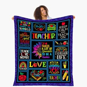 teacher gifts blanket - teacher appreciation gifts for women men - best teacher retirement birthday gifts - throw blankets gift for teachers - christmas back to school teacher's day gift ideas 60x50in