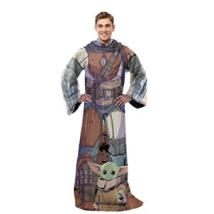 northwest star wars: the mandalorian comfy mando adult silk touch comfy throw blanket with sleeves, 48" x 71"