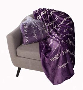 blankiegram “hugs” plush throw blanket- inspired gift ideas for the entire family, comfort gifts, purple