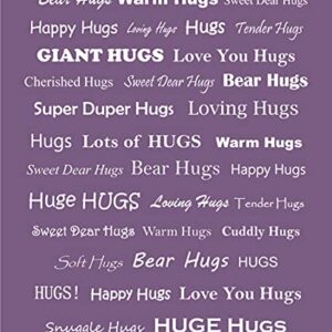 BlankieGram “Hugs” Plush Throw Blanket- Inspired Gift Ideas for The Entire Family, Comfort Gifts, Purple