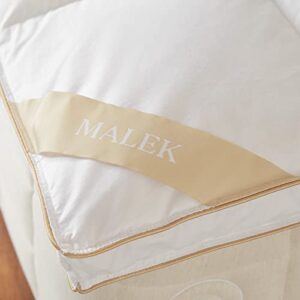 Malek Mattress Topper - Twin Size Mattress Pad - Ethically Sourced 30% Duck Down and 70% Feather Mattress Topper - Plush Mattress Topper with Downproof Cotton Cover and Tight Fitting Elastic