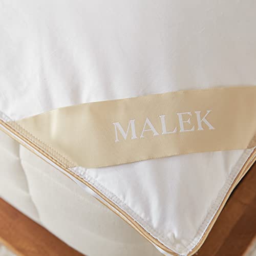 Malek Mattress Topper - Twin Size Mattress Pad - Ethically Sourced 30% Duck Down and 70% Feather Mattress Topper - Plush Mattress Topper with Downproof Cotton Cover and Tight Fitting Elastic