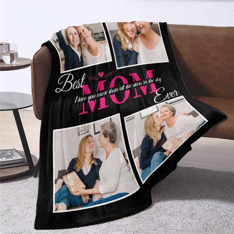 Caisuedawn Gifts for Mom Custom Blankets with Photos Best dad Ever Mother's Day Personalized Photo Blanket for Mom, Mom Birthday Gifts