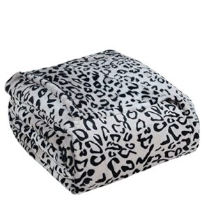 Home Soft Things Light Weight Animal Safari Style Black White Leopard Printed Flannel Fleece Blanket (Queen)