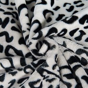 Home Soft Things Light Weight Animal Safari Style Black White Leopard Printed Flannel Fleece Blanket (Queen)