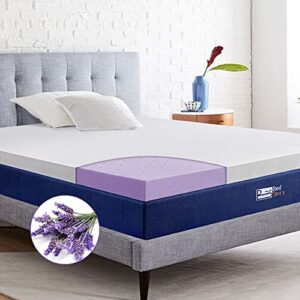 bedstory memory foam mattress topper queen size, 2 inch lavender cooling bed pad with removable cover, ventilated design & pressure relieving, tailorable for sofas, rvs, outdoors…