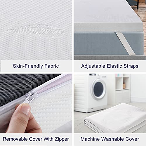 BedStory Memory Foam Mattress Topper Queen Size, 2 Inch Lavender Cooling Bed Pad with Removable Cover, Ventilated Design & Pressure Relieving, Tailorable for Sofas, RVs, Outdoors…