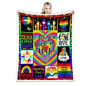 juirnost pride gifts,rainbow blanket, pride blanket,lgbt blanket,lgbt pride gifts for rainbow,gay,lgbtq, lesbian, transexual, friends, besties, gay pride plush throw blanket gift for bed sofa 50"x60"