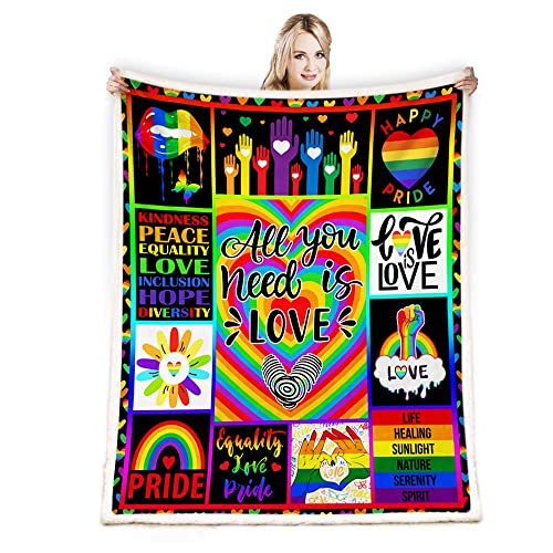 Juirnost Pride Gifts,Rainbow Blanket, Pride Blanket,LGBT Blanket,LGBT Pride Gifts for Rainbow,Gay,LGBTQ, Lesbian, Transexual, Friends, Besties, Gay Pride Plush Throw Blanket Gift for Bed Sofa 50"x60"