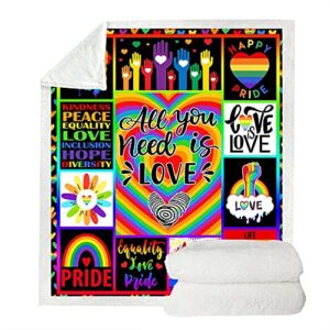 Juirnost Pride Gifts,Rainbow Blanket, Pride Blanket,LGBT Blanket,LGBT Pride Gifts for Rainbow,Gay,LGBTQ, Lesbian, Transexual, Friends, Besties, Gay Pride Plush Throw Blanket Gift for Bed Sofa 50"x60"