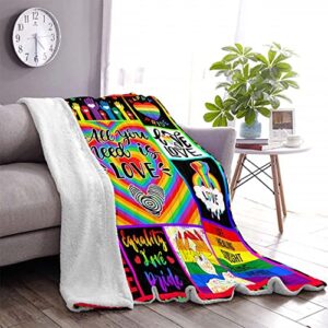 Juirnost Pride Gifts,Rainbow Blanket, Pride Blanket,LGBT Blanket,LGBT Pride Gifts for Rainbow,Gay,LGBTQ, Lesbian, Transexual, Friends, Besties, Gay Pride Plush Throw Blanket Gift for Bed Sofa 50"x60"