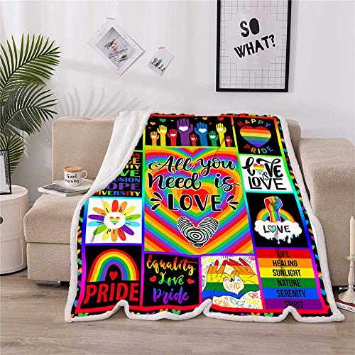 Juirnost Pride Gifts,Rainbow Blanket, Pride Blanket,LGBT Blanket,LGBT Pride Gifts for Rainbow,Gay,LGBTQ, Lesbian, Transexual, Friends, Besties, Gay Pride Plush Throw Blanket Gift for Bed Sofa 50"x60"