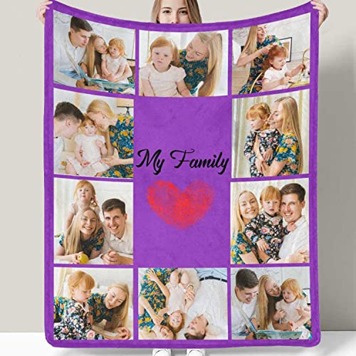 D-Story Custom Blanket with Photo Text for Gifts: Made in USA, Personalized Throw Blanket with Picture Upload Flannel Blanket for Dad Friend Mom Couple Grandma Pets Memorial Gift- 5 Sizes