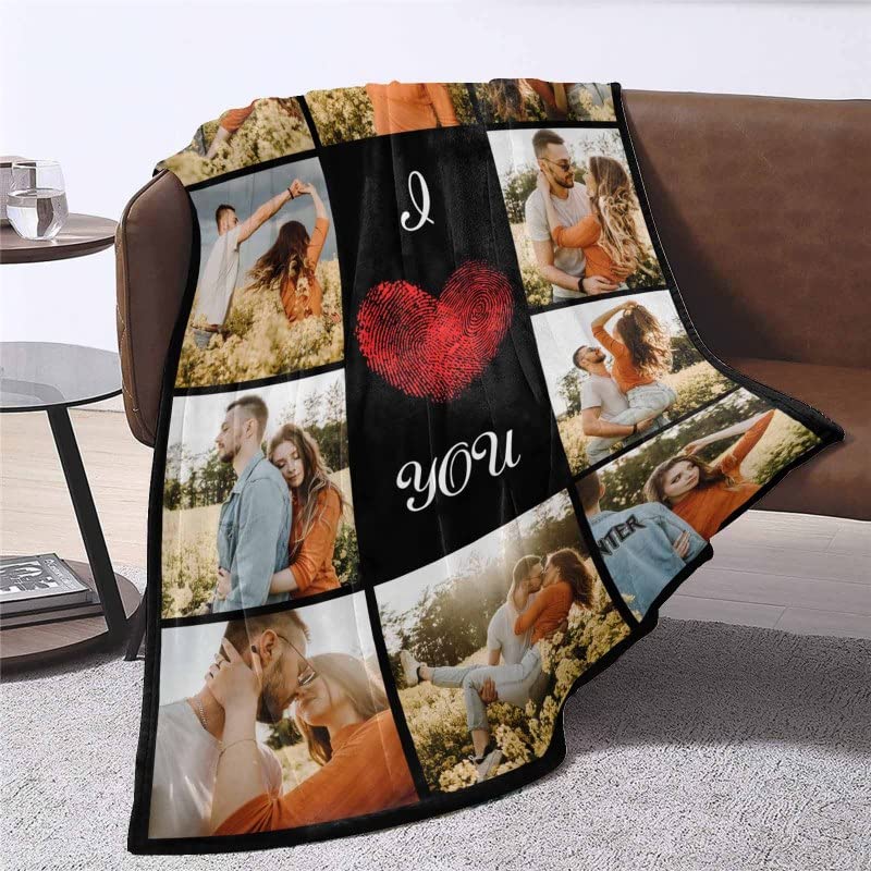 D-Story Custom Blanket with Photo Text for Gifts: Made in USA, Personalized Throw Blanket with Picture Upload Flannel Blanket for Dad Friend Mom Couple Grandma Pets Memorial Gift- 5 Sizes