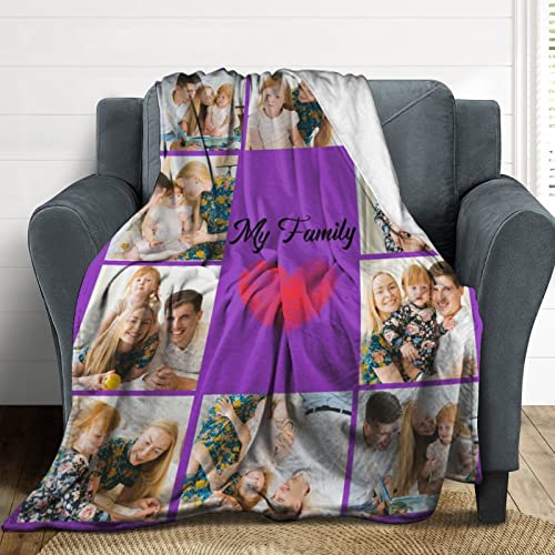 D-Story Custom Blanket with Photo Text for Gifts: Made in USA, Personalized Throw Blanket with Picture Upload Flannel Blanket for Dad Friend Mom Couple Grandma Pets Memorial Gift- 5 Sizes