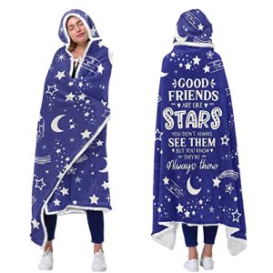 friendship gifts for women friends - spring summer soft blanket hoodie - mother 's day gifts for friends female - best friend birthday gifts for women - friends stars fleece hooded blanket